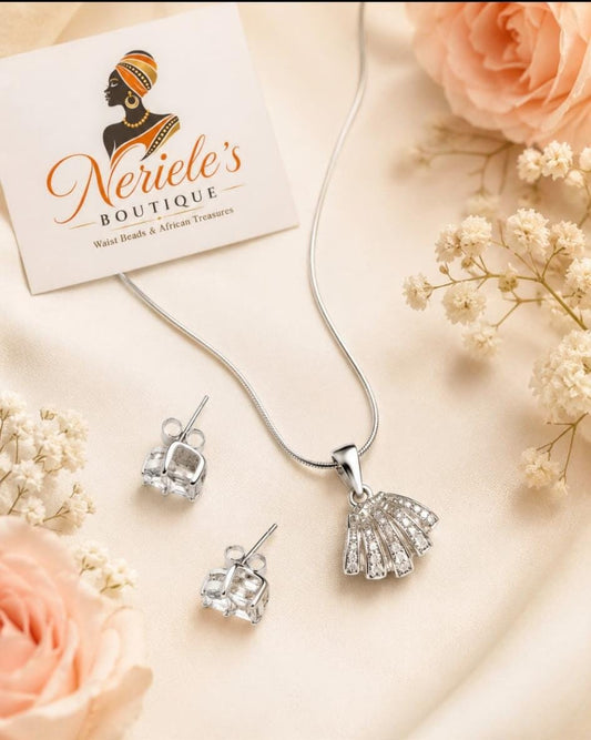 Silver necklace and earrings sets